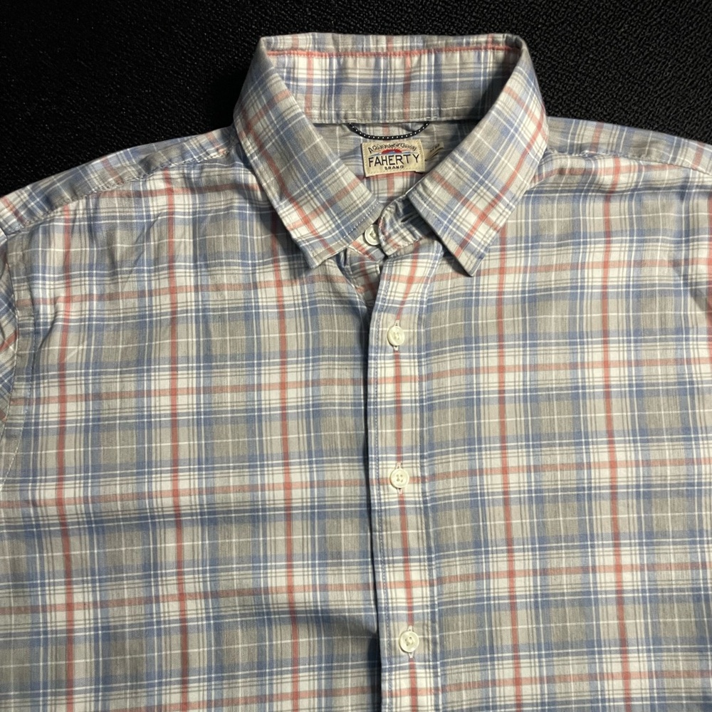 Faherty long sleeve button down lightweight plaid shirt sx M - Picture 2 of 11
